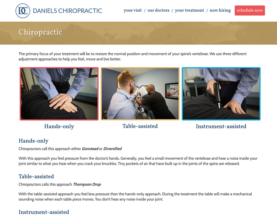 Daniels Chiropractic Services Page