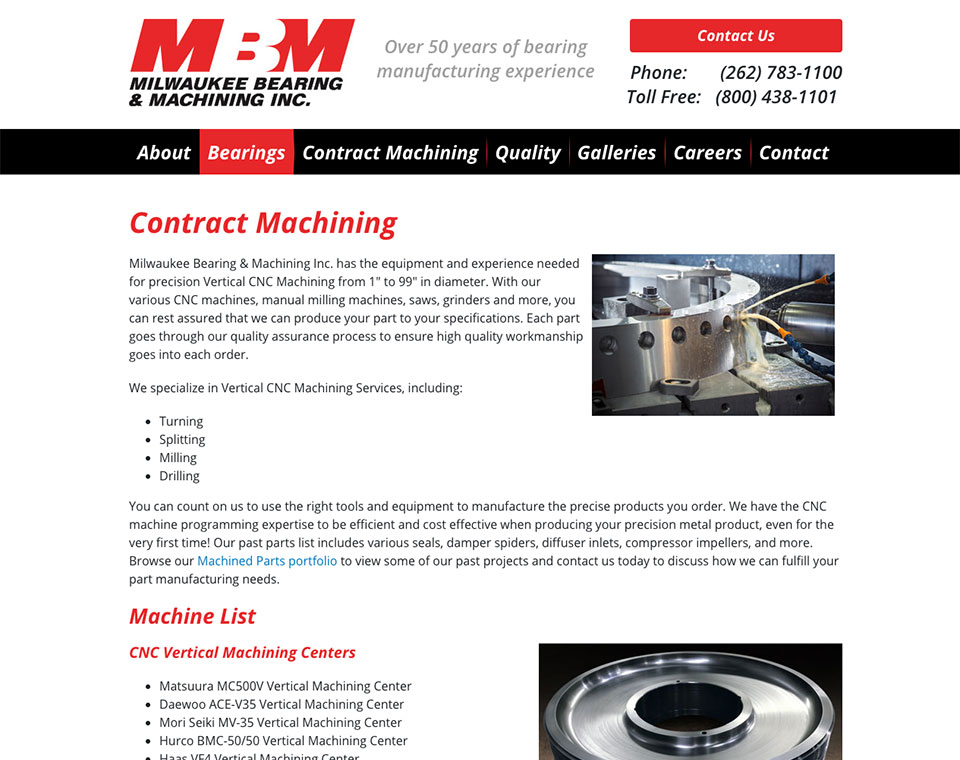 Milwaukee Bearing Services Page