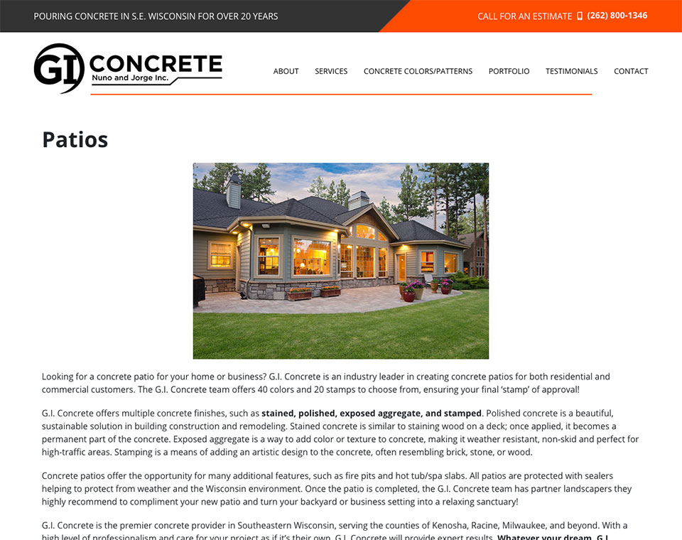 G.I. Concrete Services Page