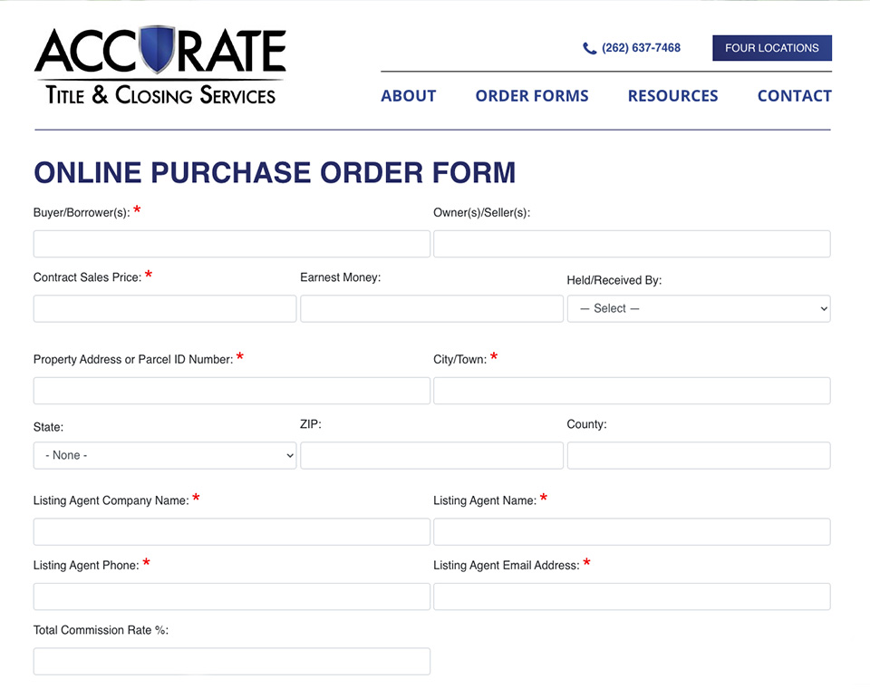 Accurate Title and Closing Services Online Form