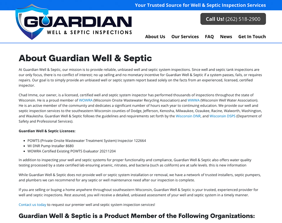 Guardian Well & Septic Inspections About Page