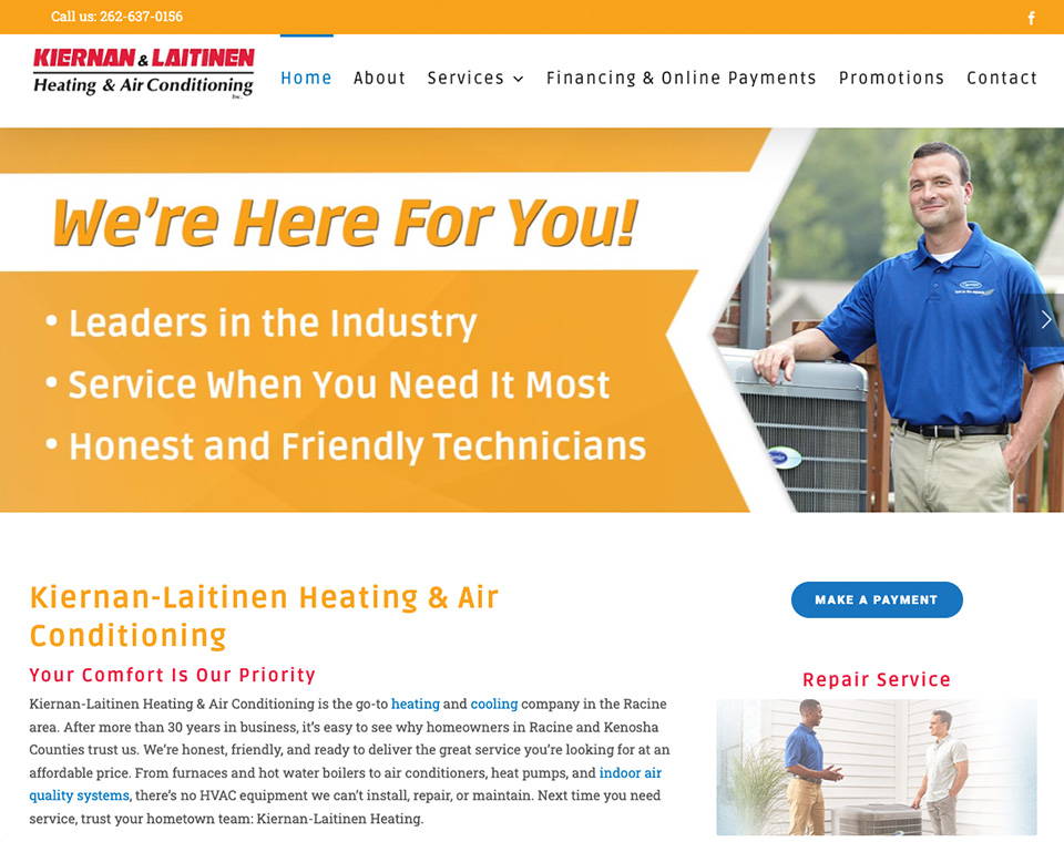 Kiernan-Laitinen Heating & Air Conditioning Home Page