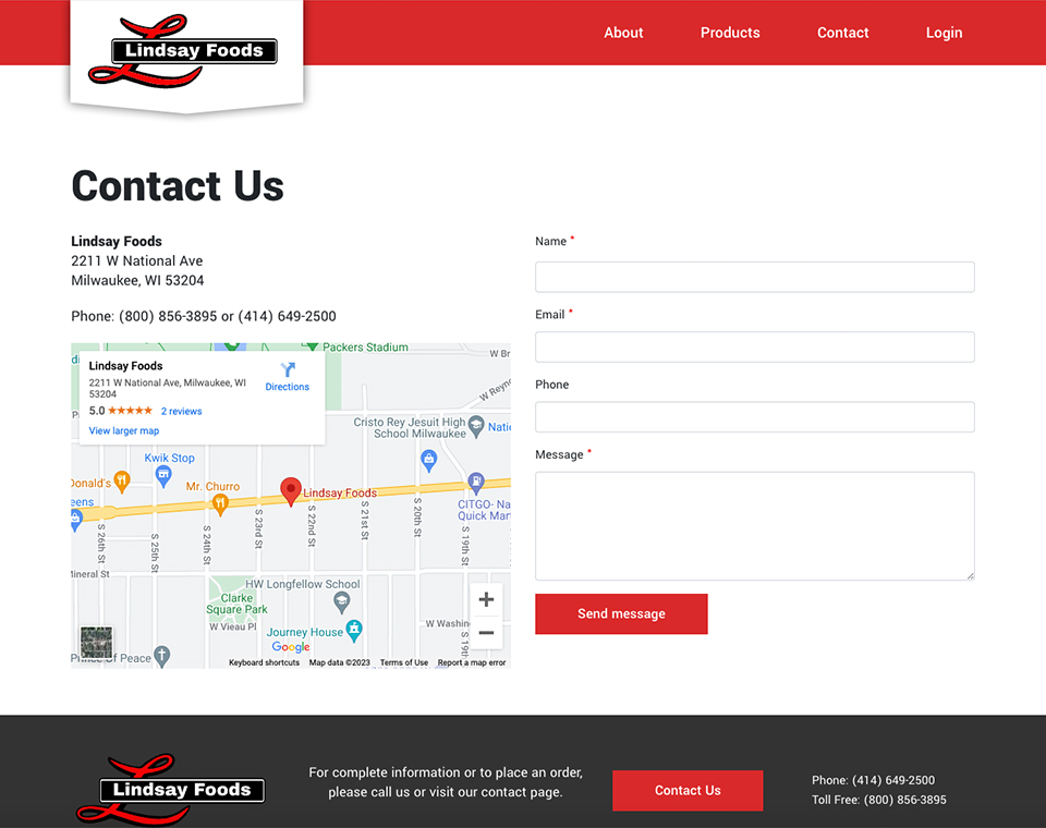 Lindsay Foods - Contact Page
