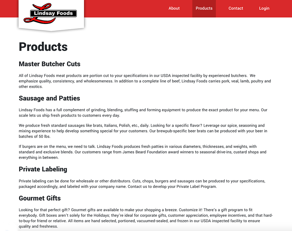 Lindsay Foods - Products Page