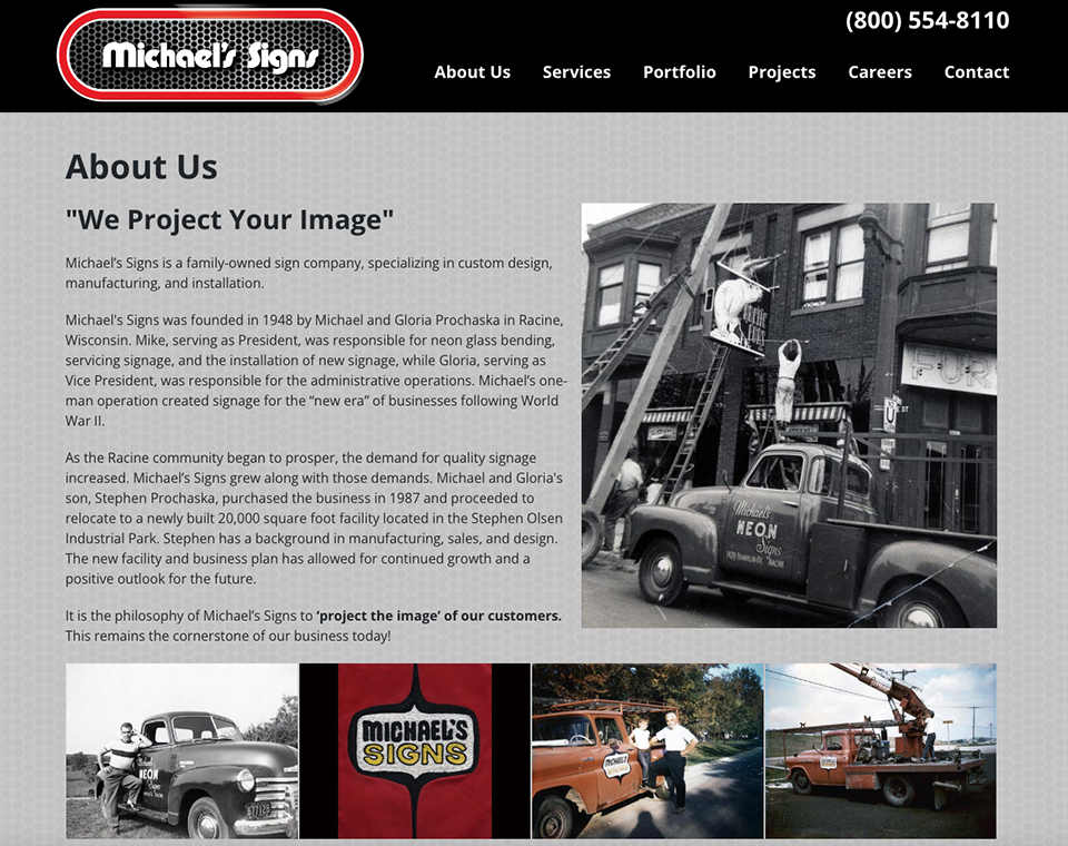Michael's Signs - About Page
