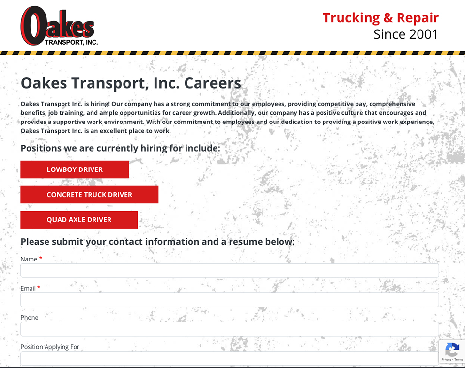 Oakes Transport - Careers Form