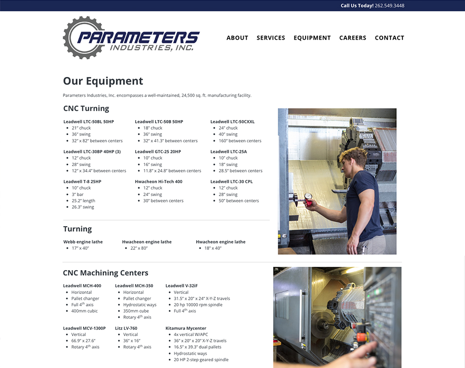 Parameters Industries - Equipment Page