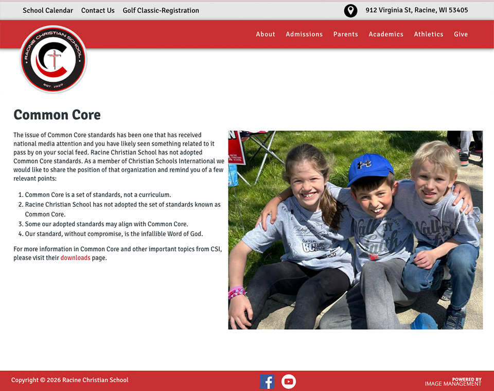 Racine Christian School - Common Core