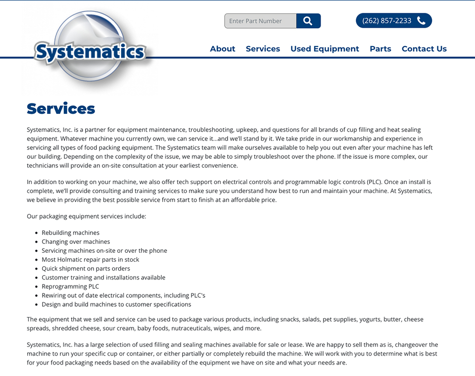 Systematics Services Page