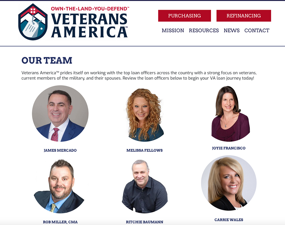 Veterans America Team Page