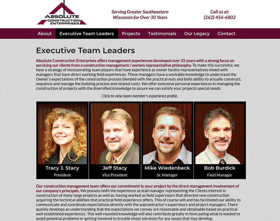 Absolute Construction Executive Team Page