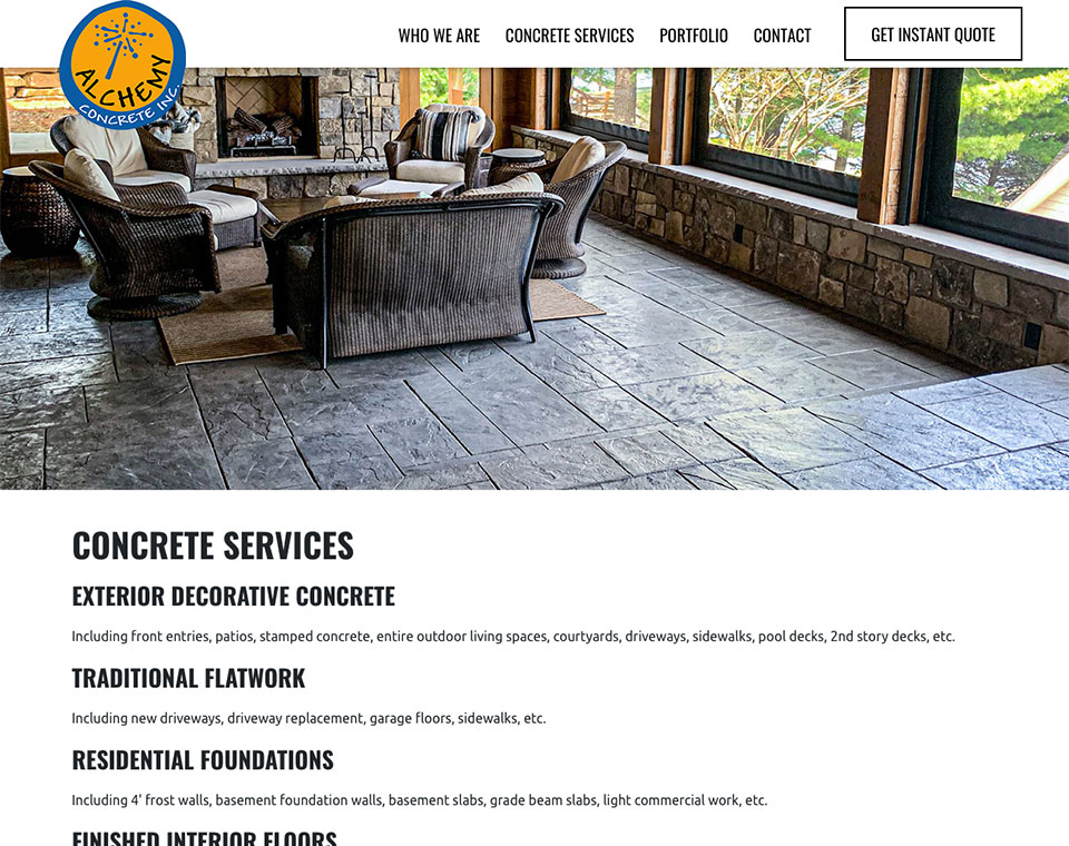 Alchemy Concrete Services Page
