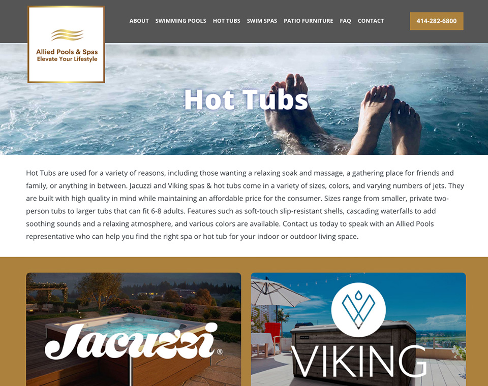Allied Pools Hot Tub Page