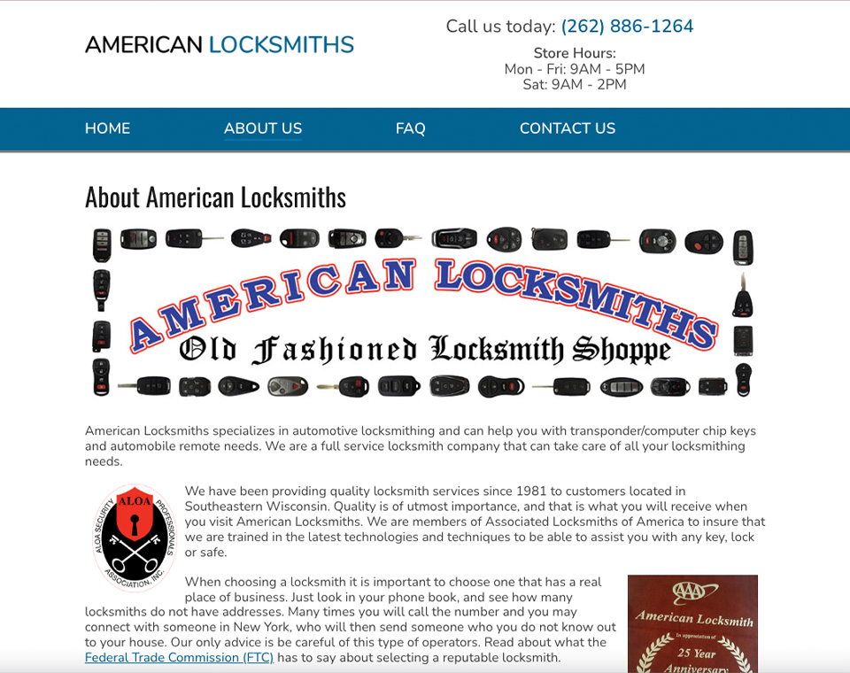American Locksmiths About Us Page