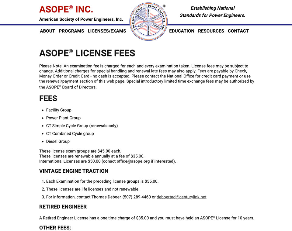ASOPE License Renewal E-Commerce