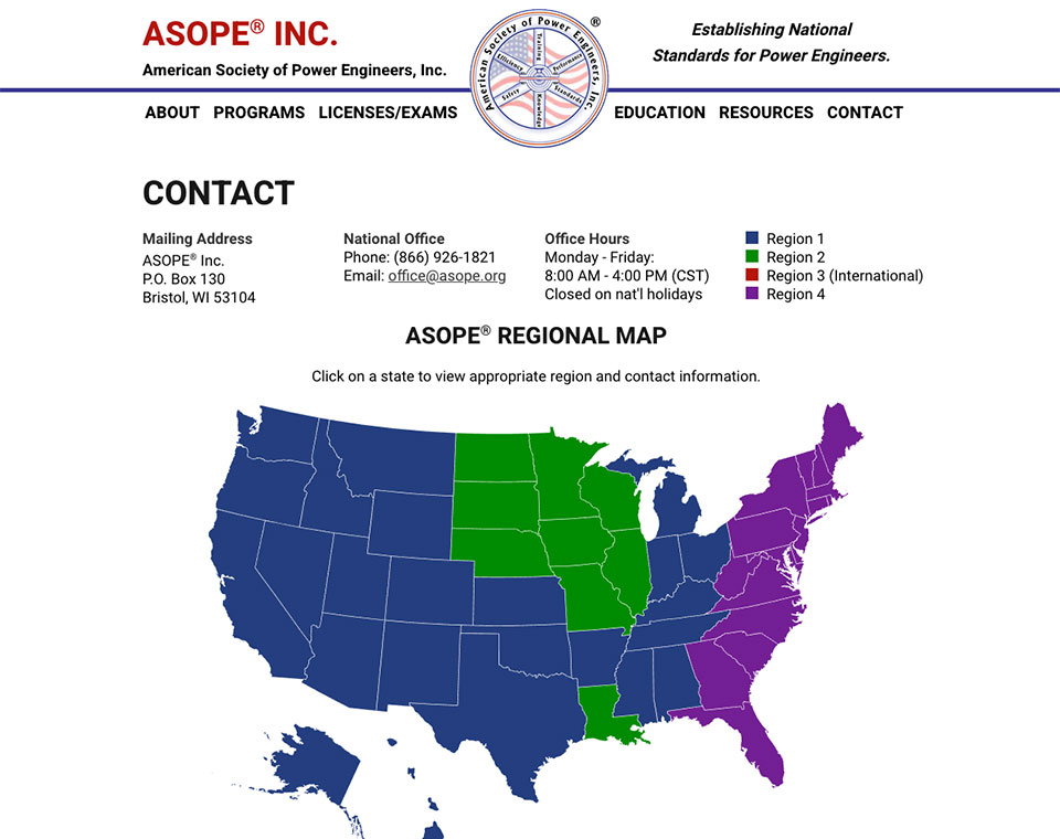 ASOPE Regional Contact Map
