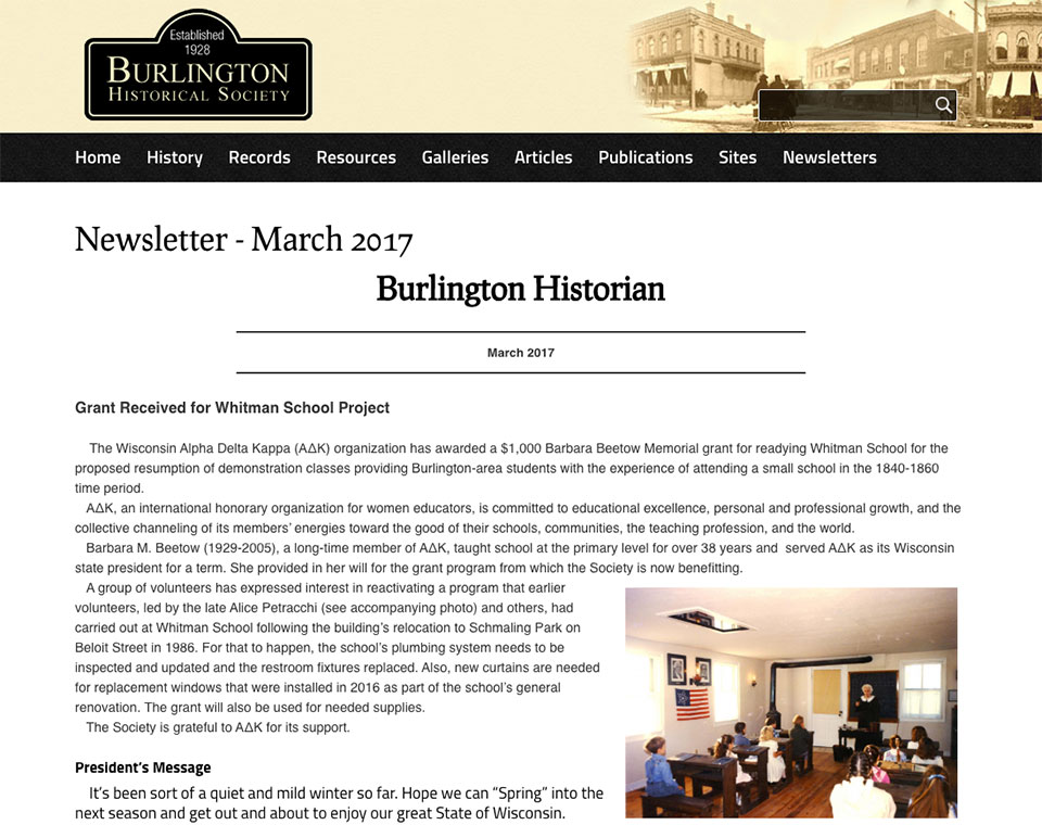 Burlington Historical Society Newsletter