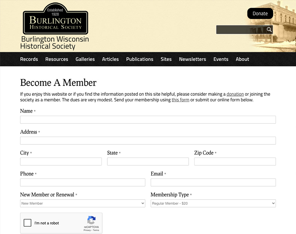 Burlington Historical Society Become A Member