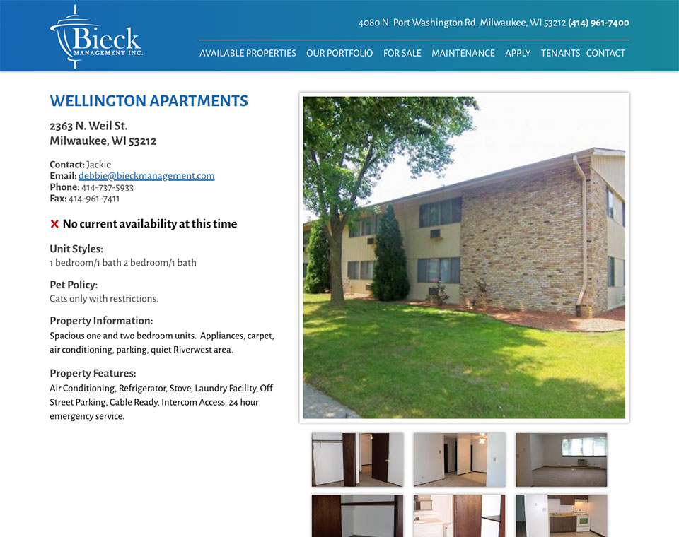 Bieck Management Property Page