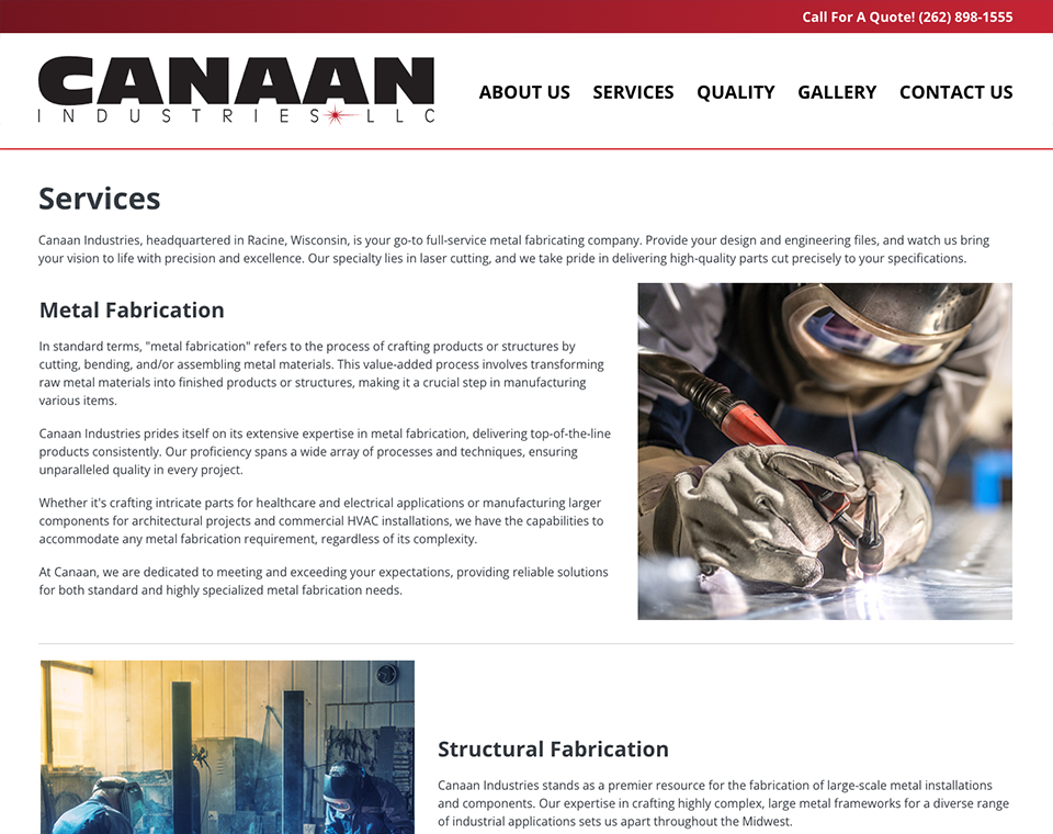 Canaan Industries LLC - Services Page