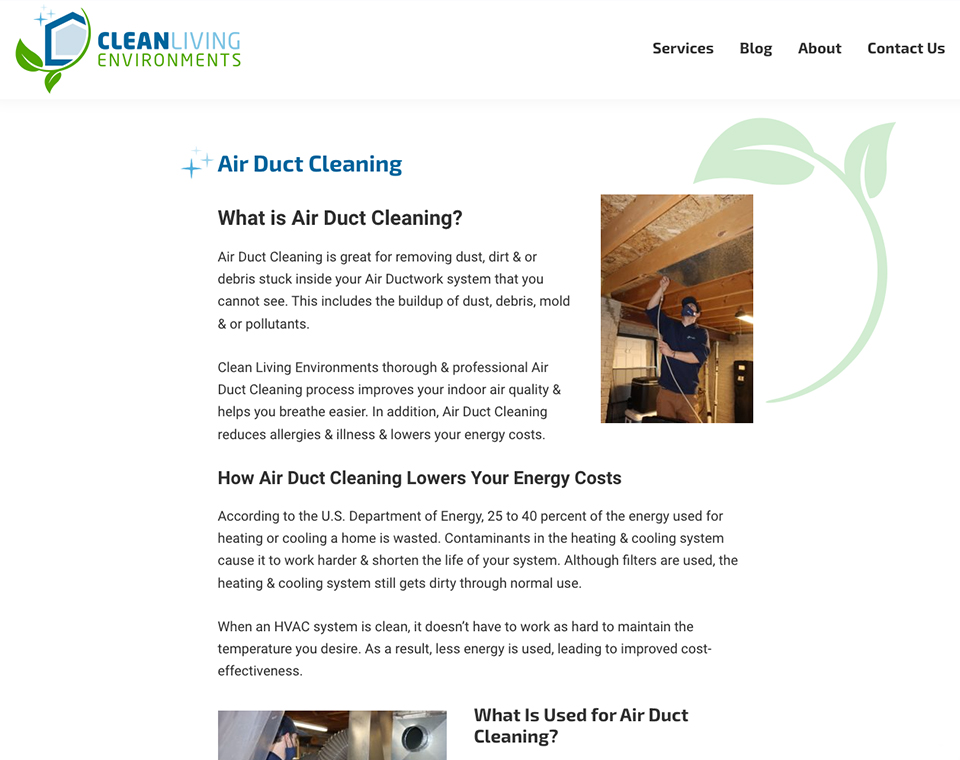 Clean Living Environments - Service Page