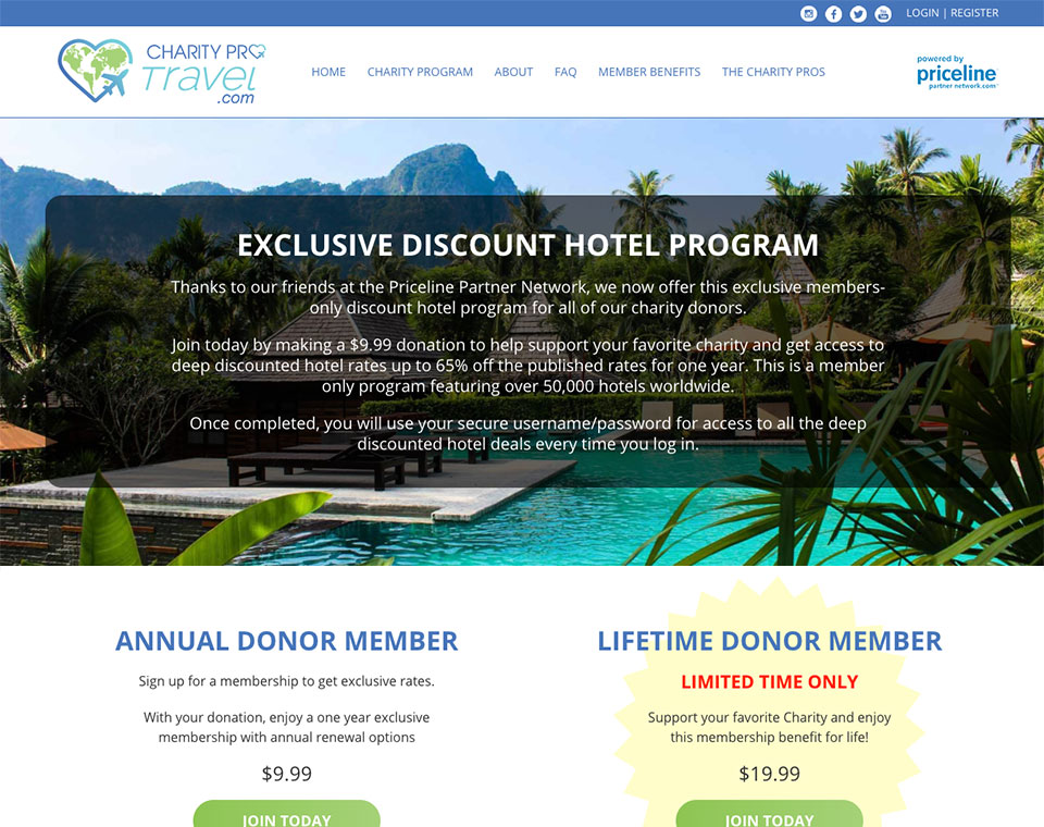 Charity Pro Travel Membership Purchase Page