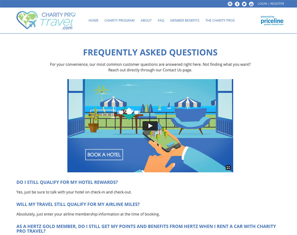Charity Pro Travel FAQs Page