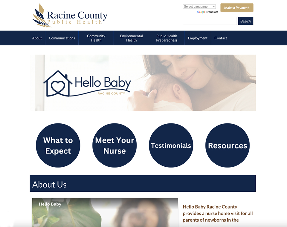 Racine County Public Health Interior Page