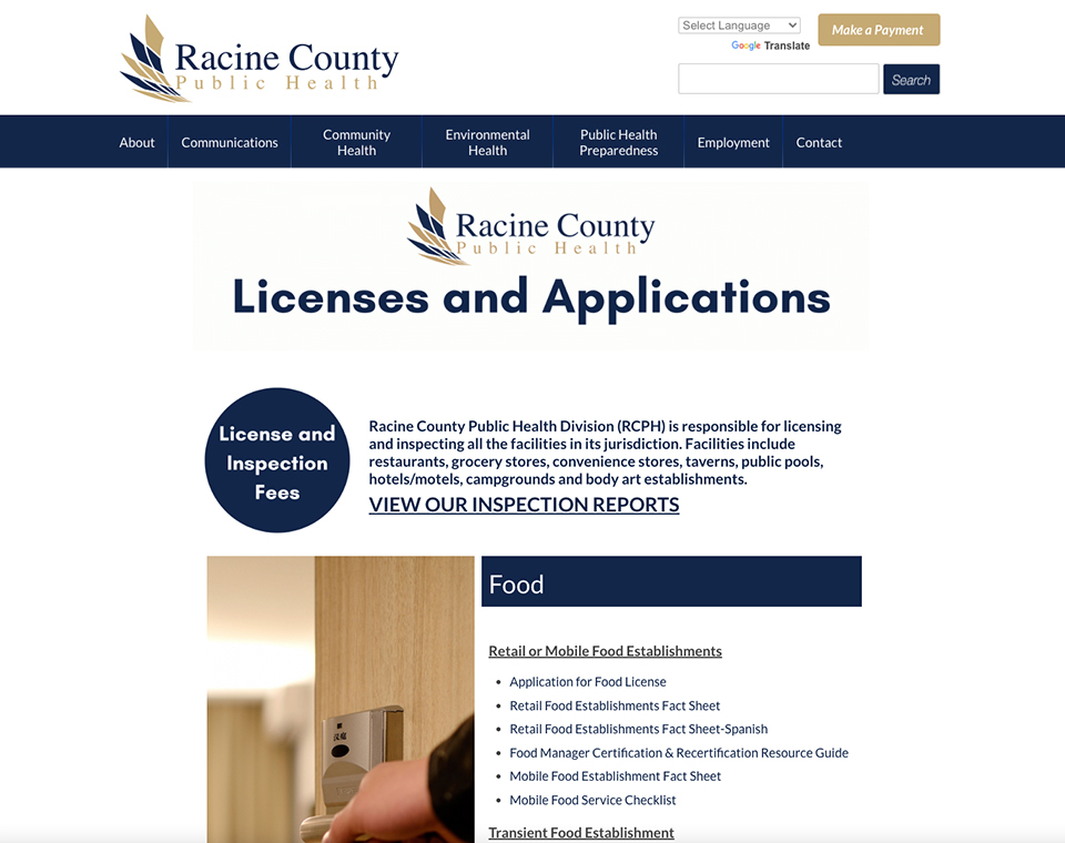Racine County Public Health Interior Page