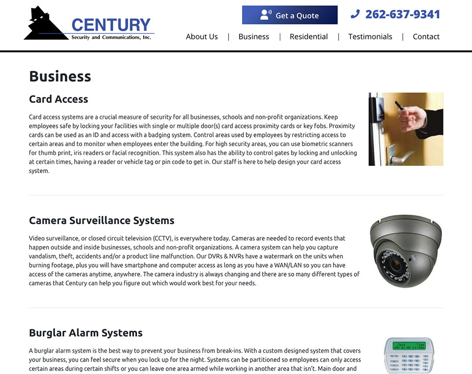 Century Security Information Page