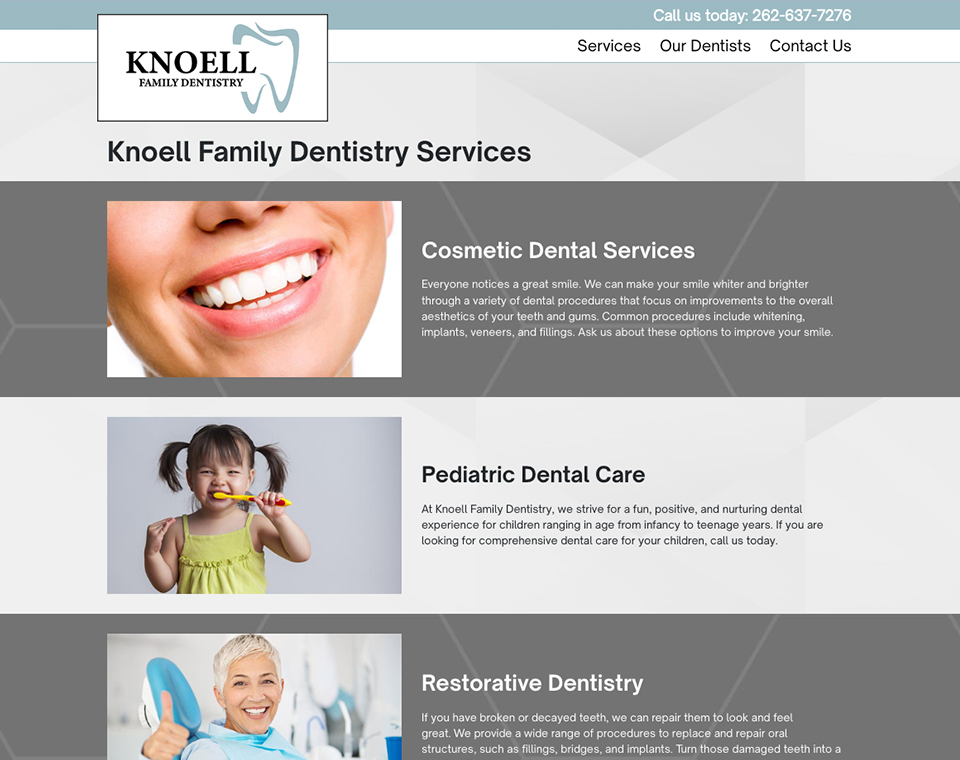 Knoell Family Dentistry Website Services Page