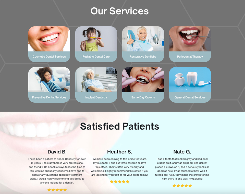 Knoell Family Dentistry Website Home Page