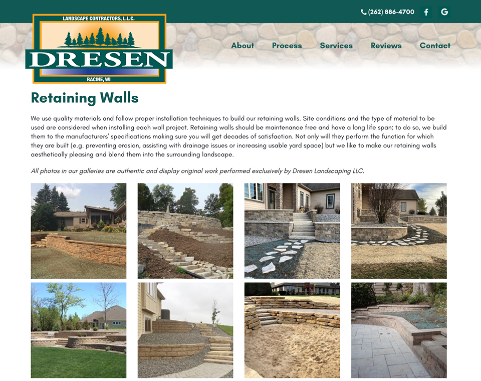 Dresen Landscaping Retaining Wall Page