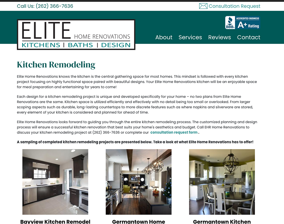 Elite Home Renovations - Portfolio Page