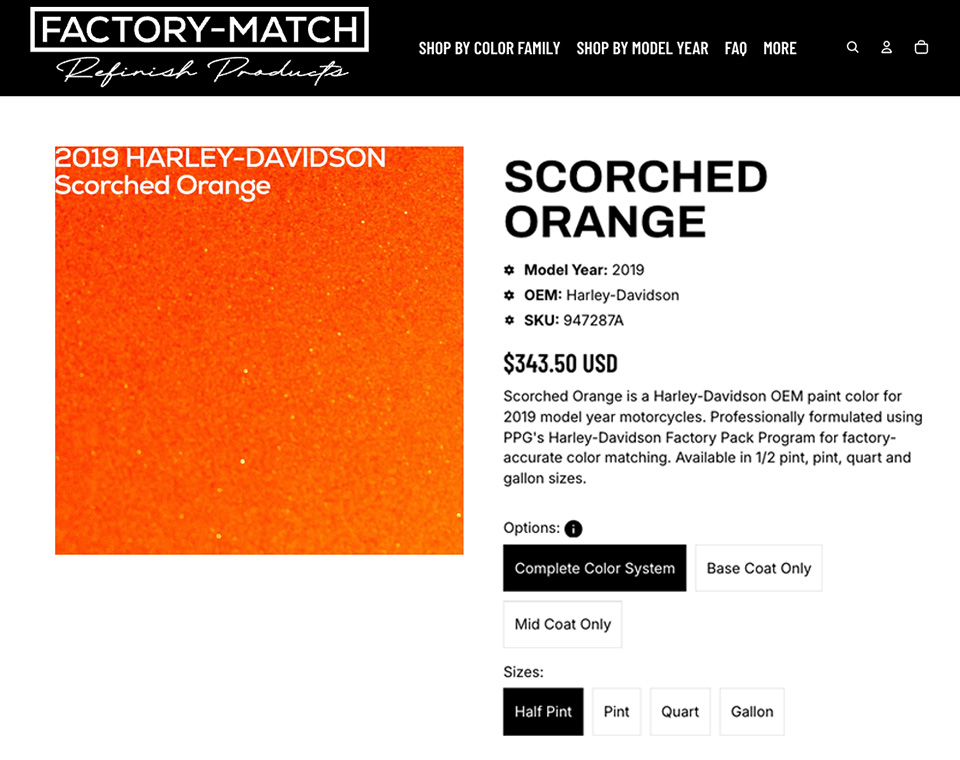 Factory Match Product Page