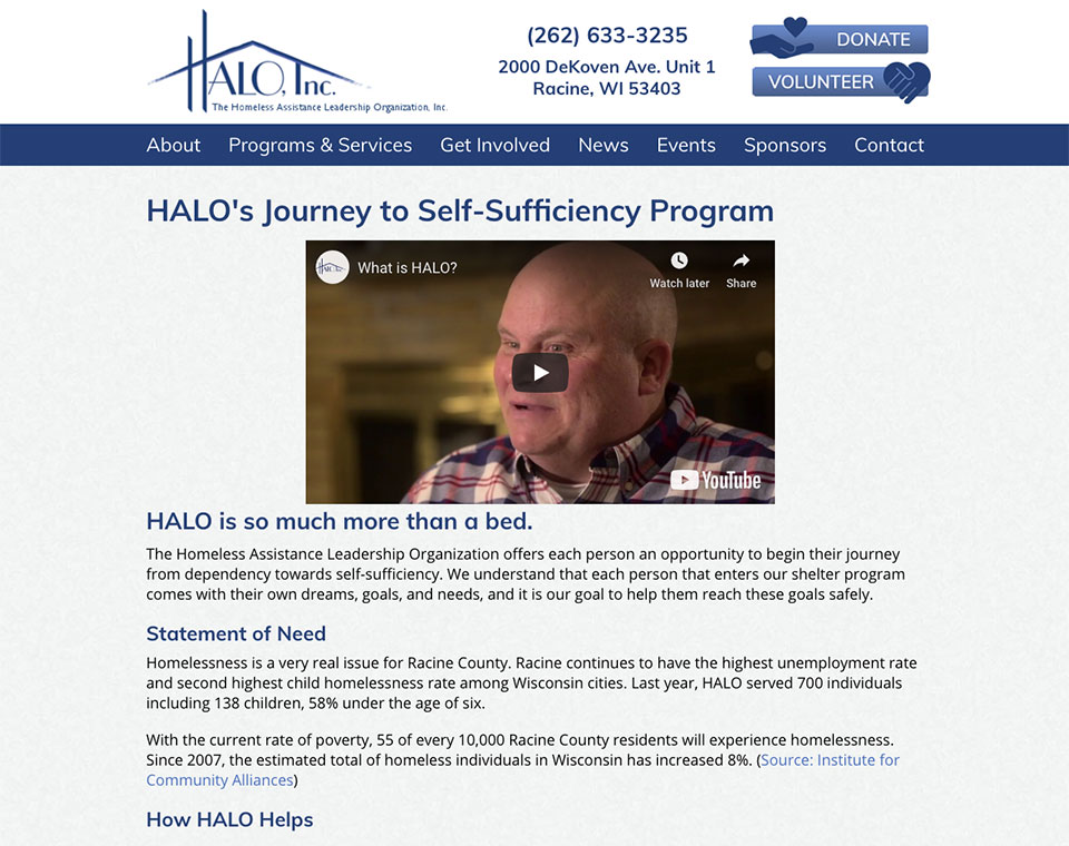 HALO, Inc. Content Page
