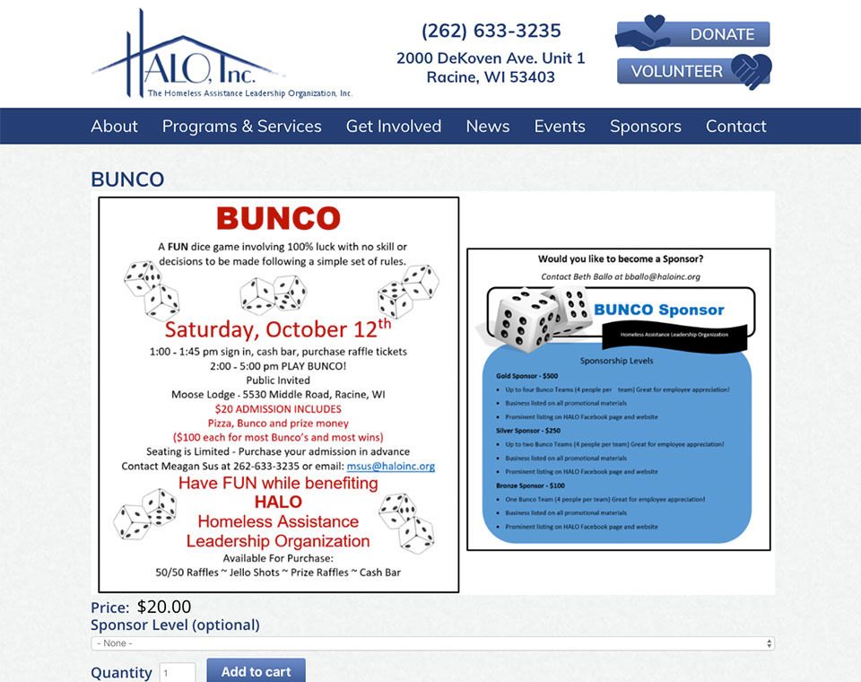 HALO, Inc. Event Registration Page