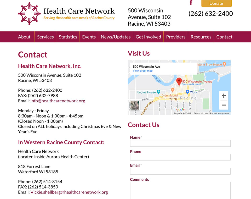 Health Care Network Contact Page