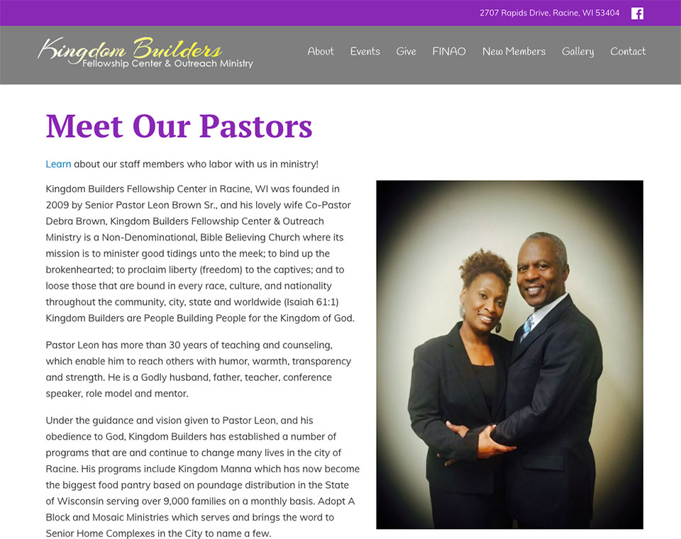 Kingdom Builders Pastors Page
