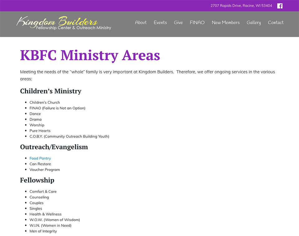 Kingdom Builders Information Page