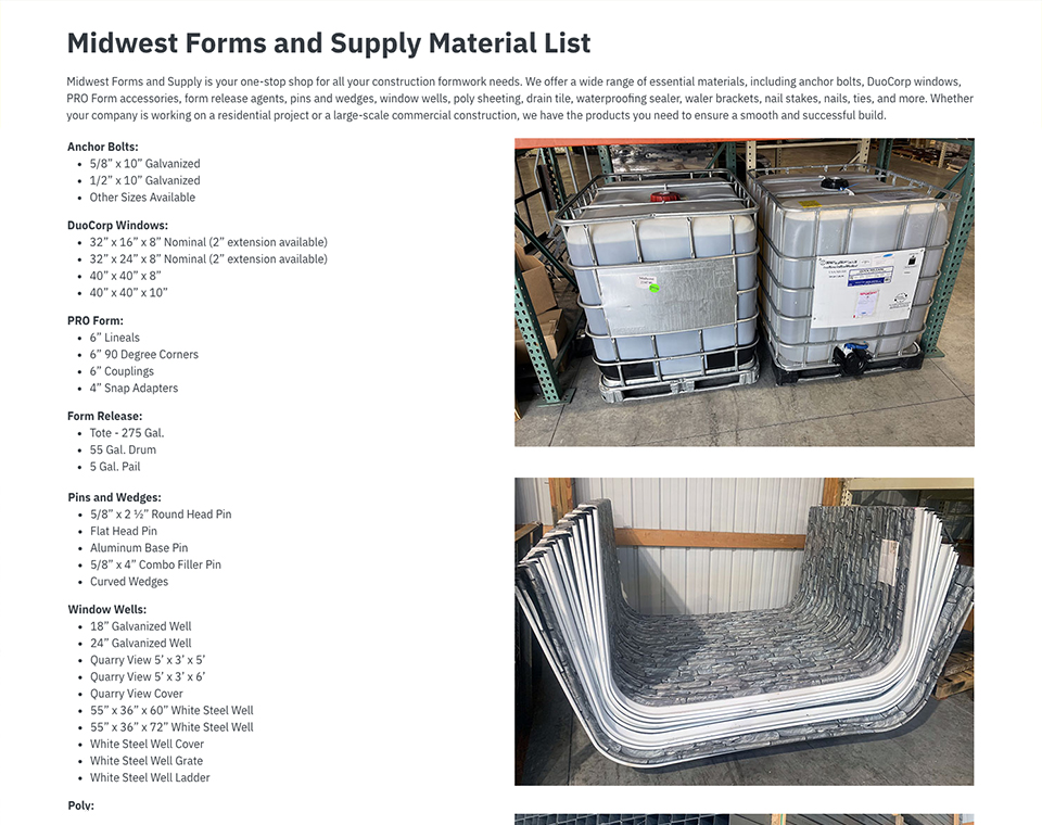 Midwest Forms & Supply - Supply List