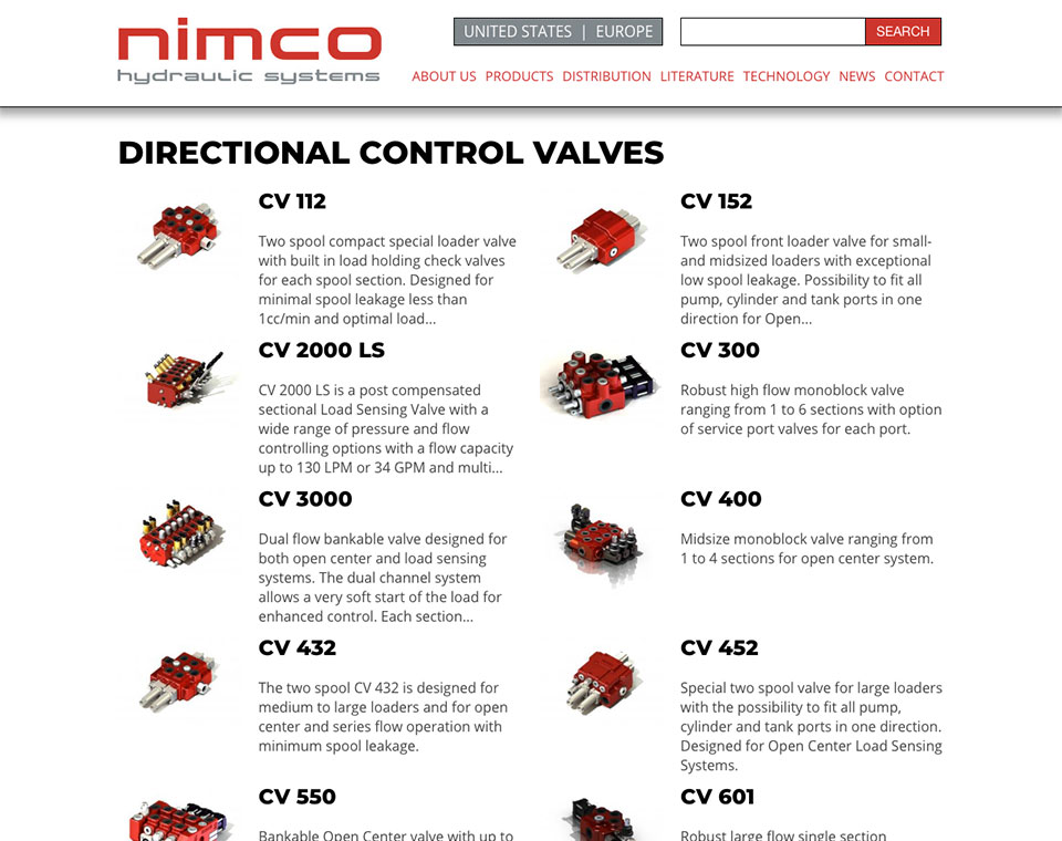 Nimco Controls Product Category Page