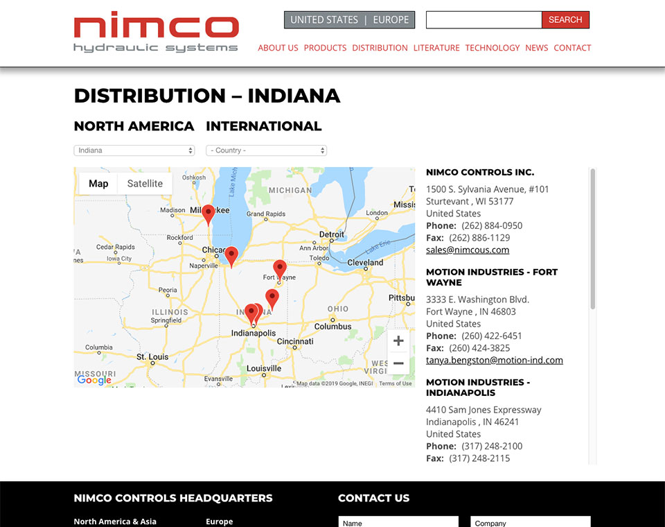 Nimco Controls Dealer Locator Map