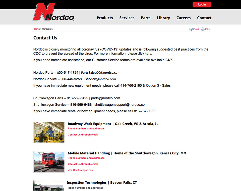 Nordco Contact Page