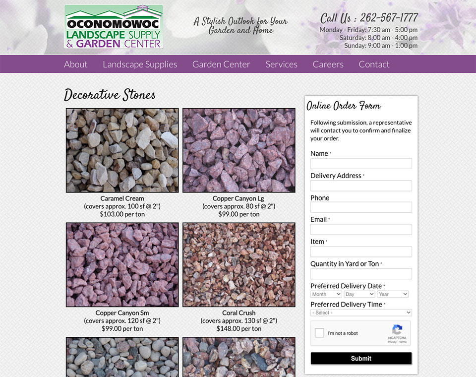 Oconomowoc Landscape Supply Decorative Stones Catalog Page