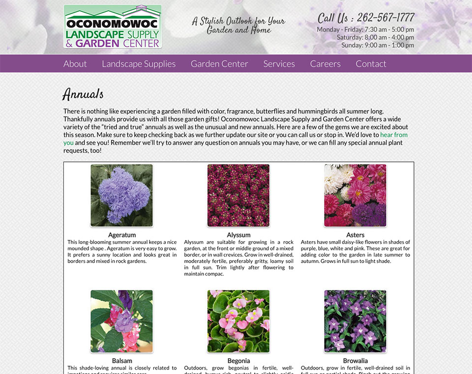 Oconomowoc Landscape Supply Flowers Catalog Page