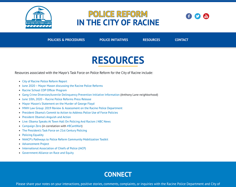 City of Racine - Police Reform - Resources Page