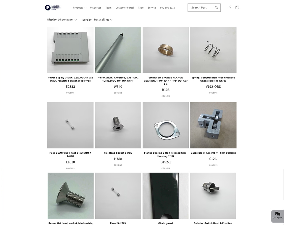 Packaging Equipment & Parts - Products Page