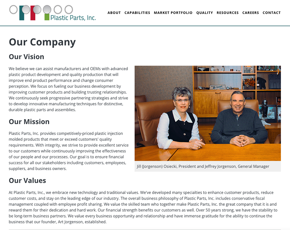 Plastic Parts, Inc. - About Page
