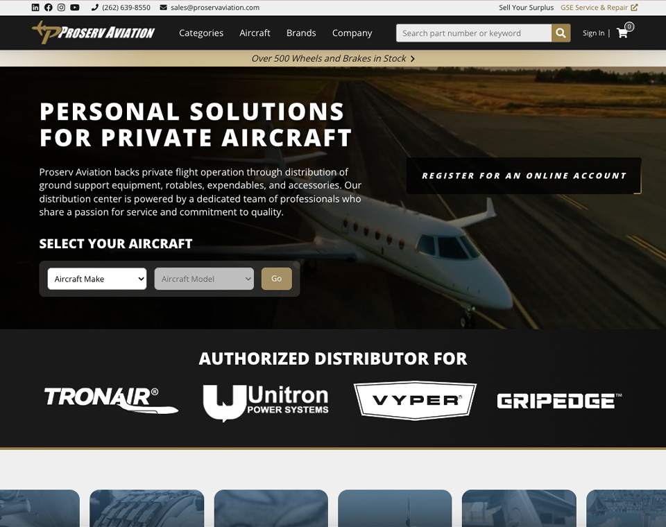 Proserv Aviation Website Home Page